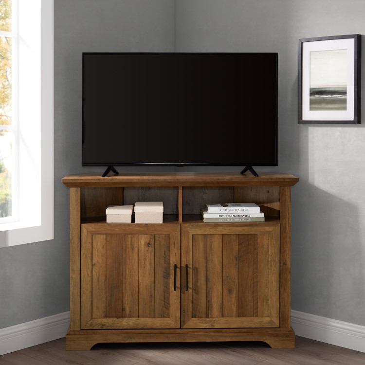 Reclaimed Wood Corner TV Unit with Storage - TVs up to 50" - Foster