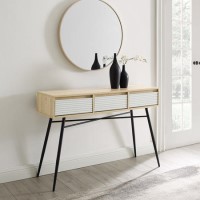 Light Wood Console Table with Storage - Foster