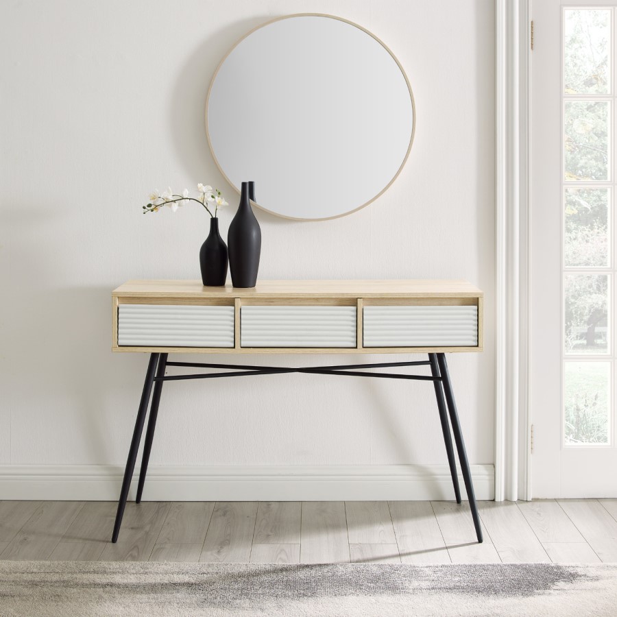 Light Wood Console Table with Storage - Foster