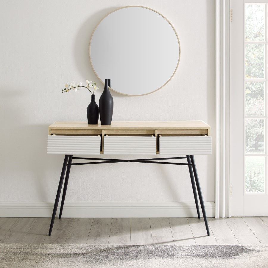 Light Wood Console Table with Storage - Foster