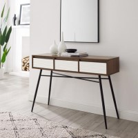 Walnut and White Console Table with Storage - Foster