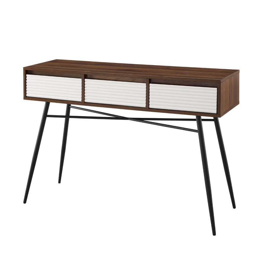 Walnut and White Console Table with Storage - Foster