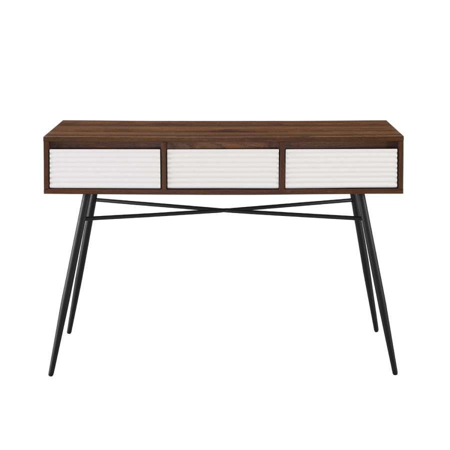 Walnut and White Console Table with Storage - Foster