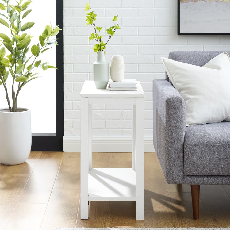 White Rectangle Side Table - Foster