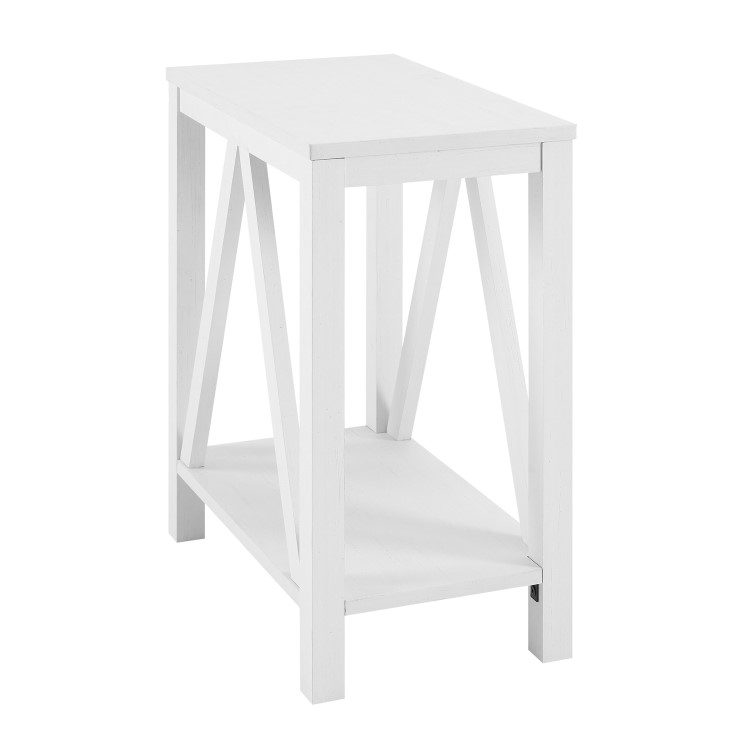 White Rectangle Side Table - Foster