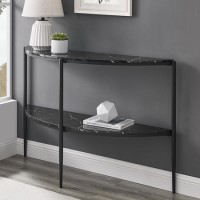 Black Marble Half Moon Console Table - Foster