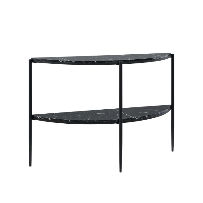 Black Marble Half Moon Console Table - Foster