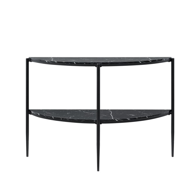 Black Marble Half Moon Console Table - Foster