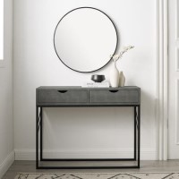 Grey Faux Shagreen Console Table with Storage - Foster