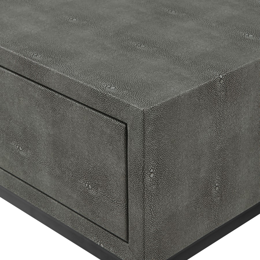 Grey Faux Shagreen Console Table with Storage - Foster