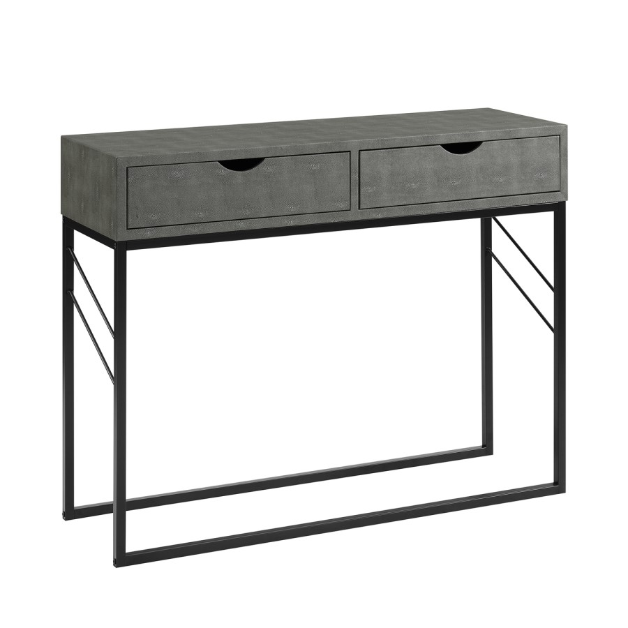 Grey Faux Shagreen Console Table with Storage - Foster