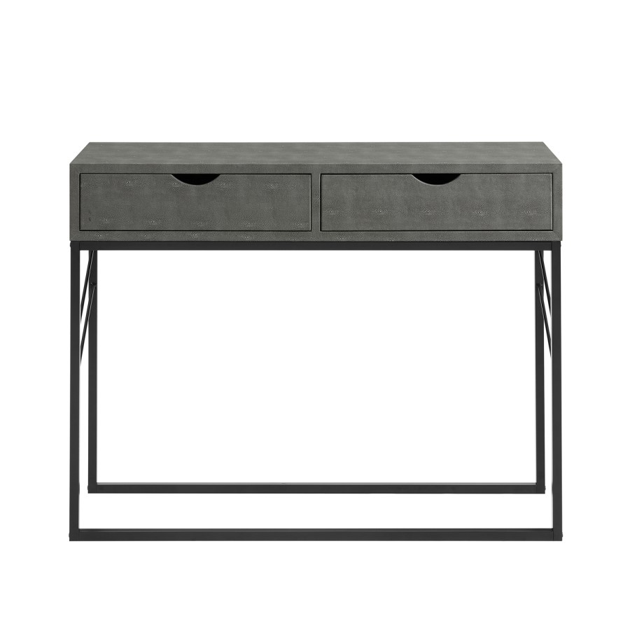 Grey Faux Shagreen Console Table with Storage - Foster