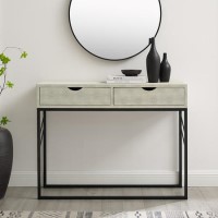 Off White Faux Shagreen Console Table with Storage - Foster