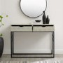 Off White Faux Shagreen Console Table with Storage - Foster