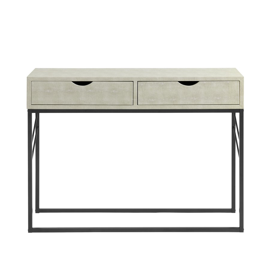 Off White Faux Shagreen Console Table with Storage - Foster