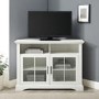 White and Glass Corner TV Unit with Storage - TVs up to 50" - Foster 