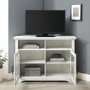 White and Glass Corner TV Unit with Storage - TVs up to 50" - Foster 