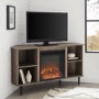 Grey Wood Corner TV Unit with Fireplace and Storage - TVs up to 55" - Foster