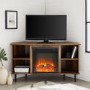 Dark Wood Corner TV Unit with Fireplace and Storage - TVs up to 55" - Foster