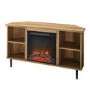 Dark Wood Corner TV Unit with Fireplace and Storage - TVs up to 55" - Foster