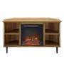 Dark Wood Corner TV Unit with Fireplace and Storage - TVs up to 55" - Foster