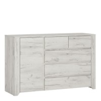 Angel 1 Door 5 Drawer Chest in White Oak