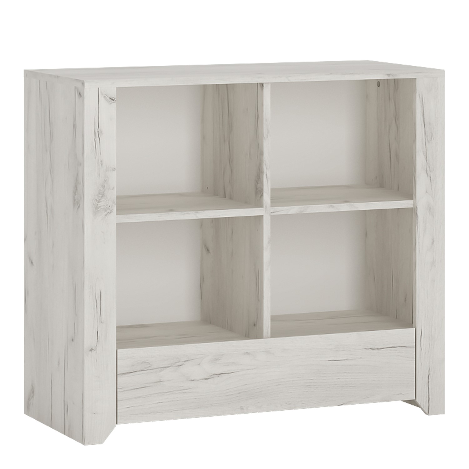 Photo of Low white oak bookcase with drawer - angel
