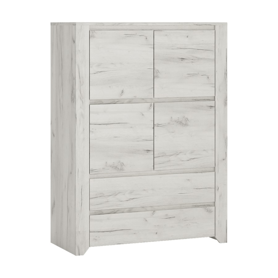 Angel 4 Door 2 Drawer Cupboard in White Oak
