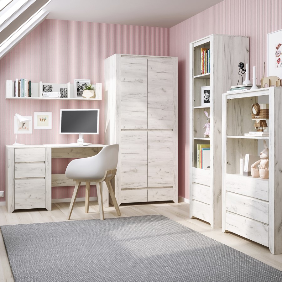 Angel 4 Door 2 Drawer Cupboard in White Oak