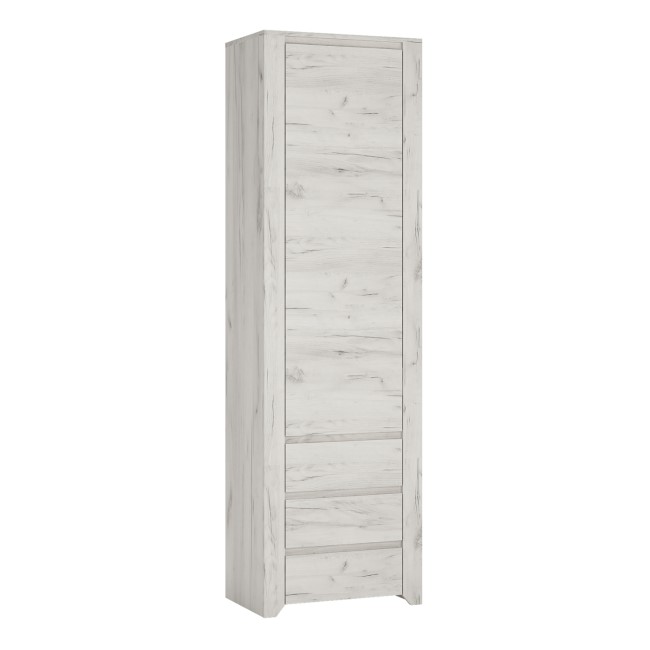 Angel 1 Door 3 Drawer Narrow Cupboard in White Oak