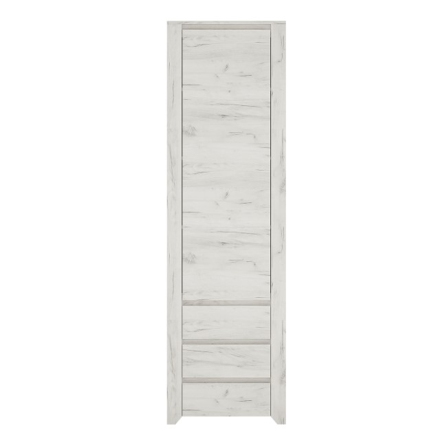 Angel 1 Door 3 Drawer Narrow Cupboard in White Oak