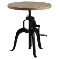 Round Wooden Adjustable Bar Table - Draftsman