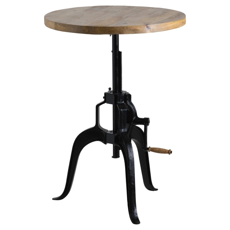 Round Wooden Adjustable Bar Table - Draftsman