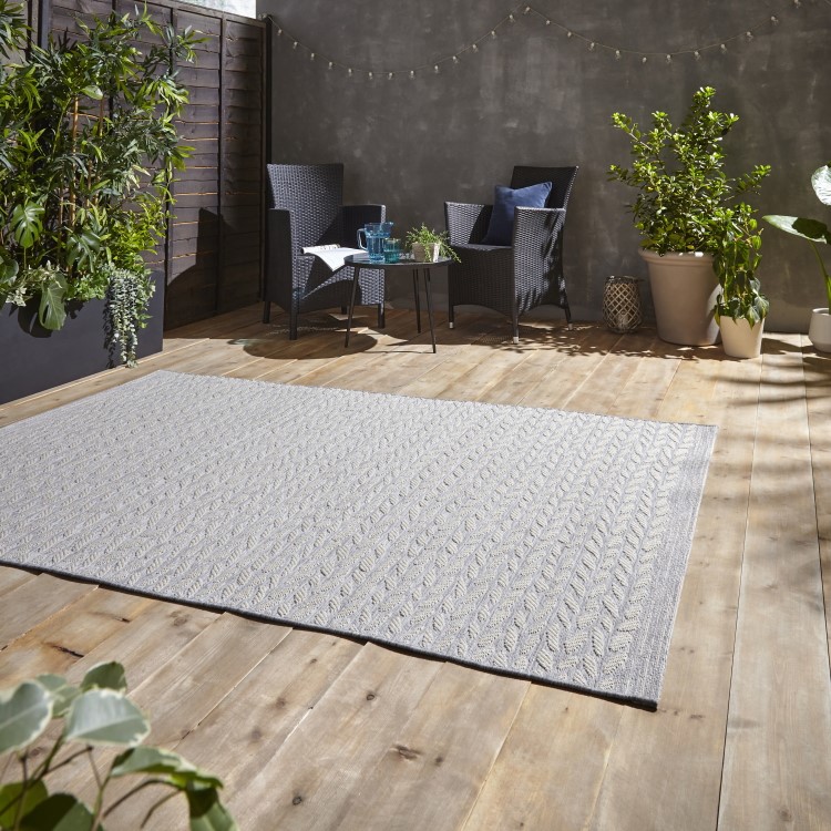 Large Grey Woven Indoor/Outdoor Rug - 160 x 230