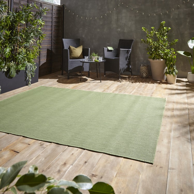 Large Sage Green Jute Indoor/Outdoor Rug - 160 x 230 