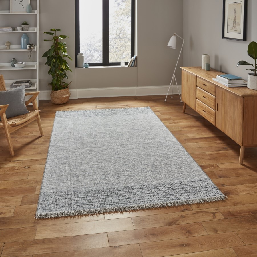 Large Blue Jute Indoor/Outdoor Rug - 160 x 220 