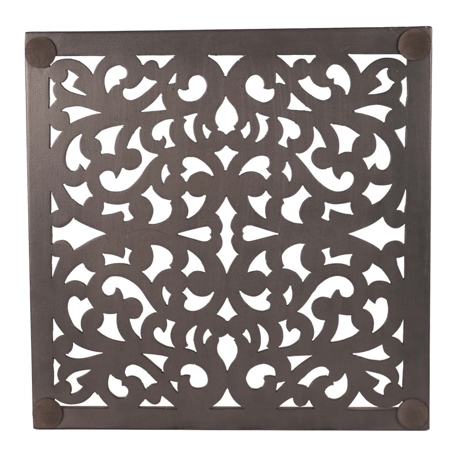 Grey Square Carved Wooden Tray 