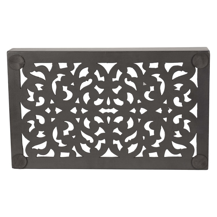 Large Grey Rectangle Carved Wooden Tray