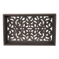 Rectangle Grey Carved Wooden Tray 