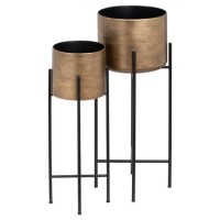 Two Bronze Planters On Stands