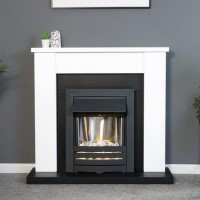 Adam Fireplace in Black and White with Helios Electric Fire in Brushed Steel 39 Inch - Solus