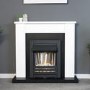 Adam Fireplace in Black and White with Helios Electric Fire in Brushed Steel 39 Inch - Solus