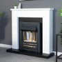 Adam Fireplace in Black and White with Helios Electric Fire in Brushed Steel 39 Inch - Solus