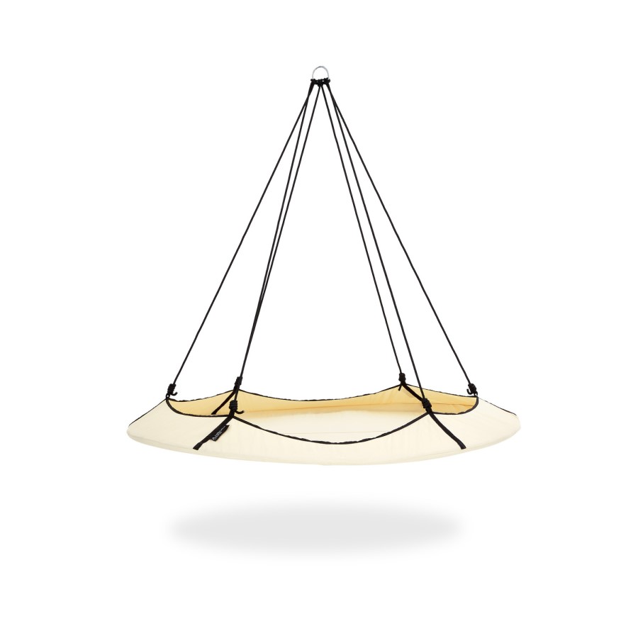Hangout Pod Cream & Black Circular Hammock Bed with Stand