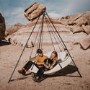 Hangout Pod Cream & Black Circular Hammock Bed with Stand