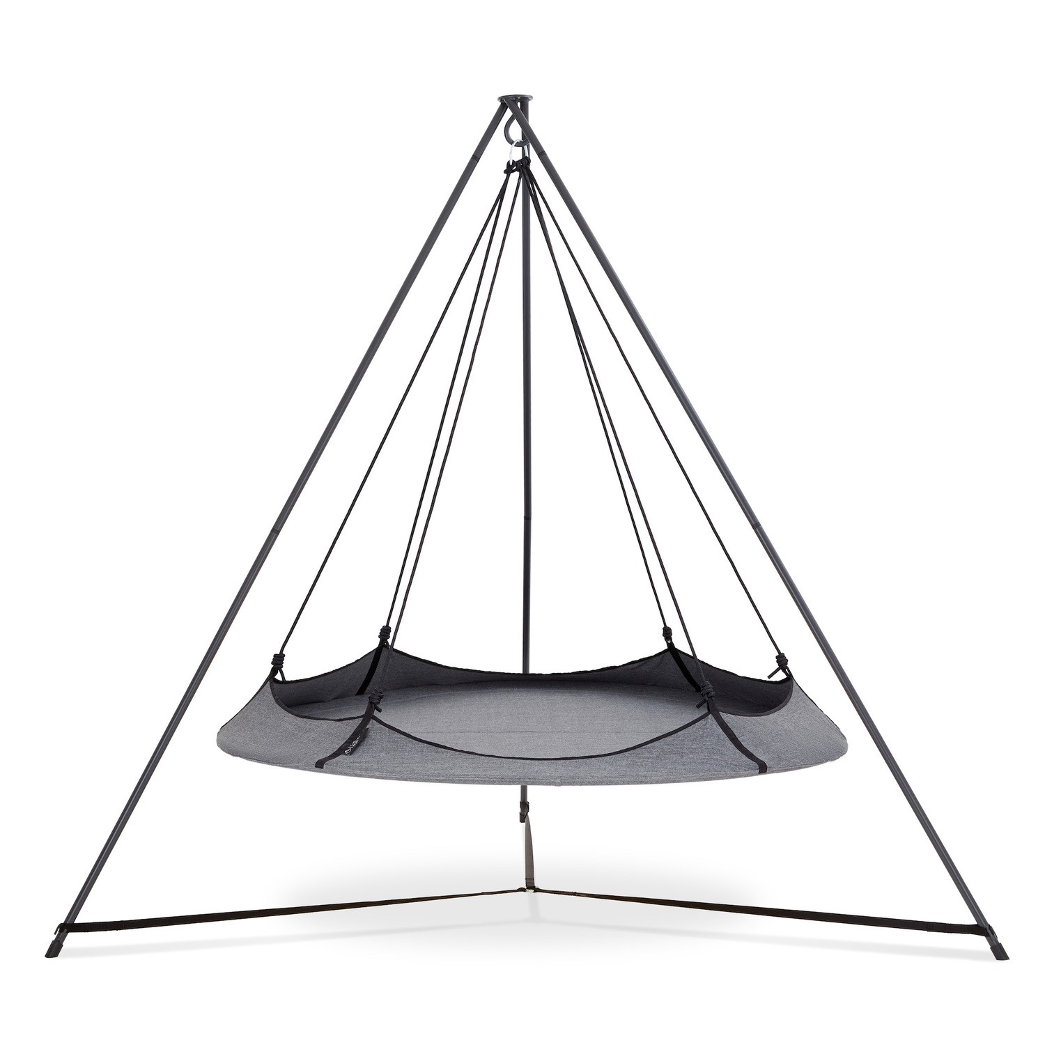 Photo of Hangout pod grey & black circular hammock bed with stand