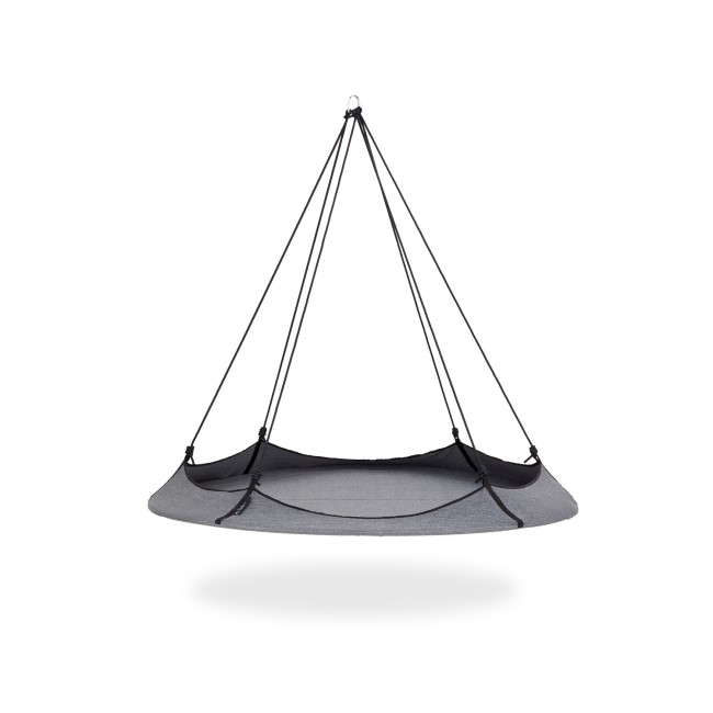 Hangout Pod Grey & Black Circular Hammock Bed with Stand