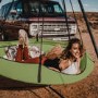 Hangout Pod Sage Green & Black Circular Hammock Bed with Stand