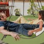 Hangout Pod Sage Green & Black Circular Hammock Bed with Stand
