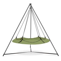 Hangout Pod Sage Green & Black Circular Hammock Bed with Stand